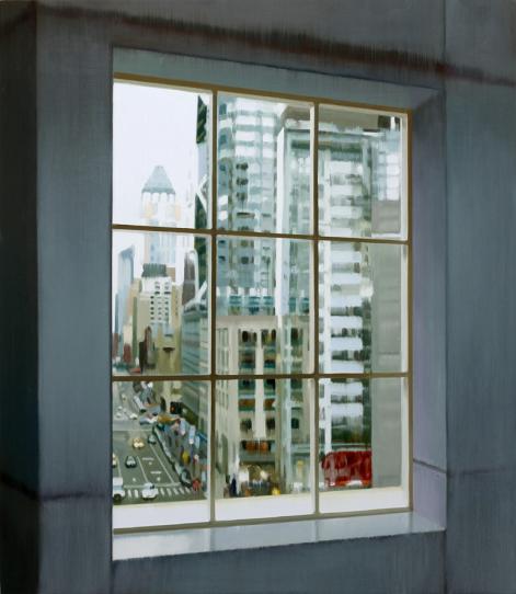 NY Street View 2024 oil on wood 100 x 87 cm